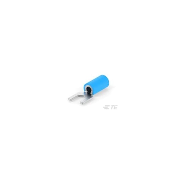 Te Connectivity Fork Terminal, #8, M4 Stud Size, 300 V, Nylon Insulated, Blue 9-1377173-6 - main